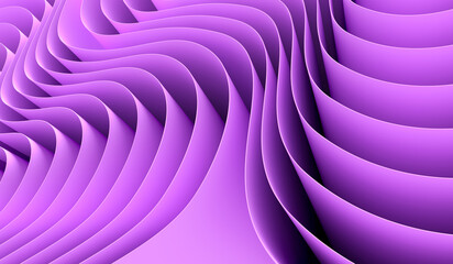Fototapete - 3D render abstract background of smooth lines of spline purple waves