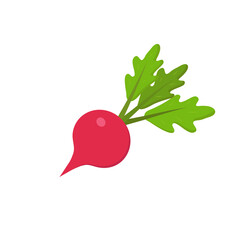 Wall Mural - vector sign of red radish, isolated object. Radish logo in flat style. Organic Food.Healthy Vegetable.Autumn Harvest