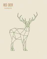 Poster - Polygon deer. Low poly animal. Geometric logo icon. Origami style