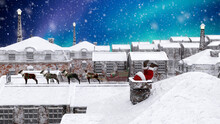 3D Rendering Of A Christmas Scene Of Snow Covered Victorian Rooo