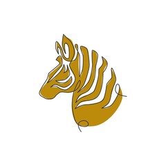 Poster - single continuous line drawing of elegant zebra head for company logo identity. horse with stripes m