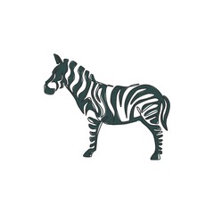 Poster - Single continuous line drawing of elegant zebra company logo identity. Horse with stripes mammal animal concept for national park safari zoo mascot. Trendy one line draw graphic design illustration