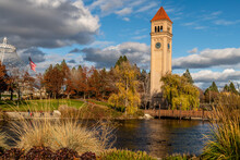 Clock Tower At Riverfront Park. Spokane, Washington.