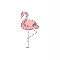 Wall Mural - One single line drawing of beauty exotic flamingo for company business logo identity. Flamingo bird mascot concept for product brand. Modern continuous line draw design graphic vector illustration