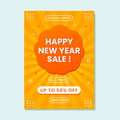 Wall Mural - End year promo sale poster design template for social media post