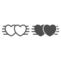 Poster - Two hearts together, date, love, relationships line and solid icon, speed dating concept, unity vector sign on white background, outline style icon for mobile concept and web design. Vector graphics.