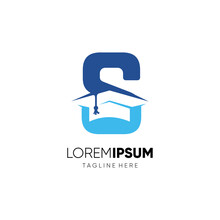 Letter S Graduation Hat Education Logo Design Vector Icon Graphic Emblem Illustration Background Template