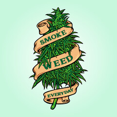 Smoke Weed Everyday Cannabis Plants Vector illustrations for your work Logo, mascot merchandise t-shirt, stickers and Label designs, poster, greeting cards advertising business company or brands.