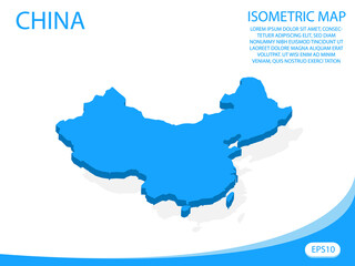 Wall Mural - Modern vector isometric of China blue map. elements white background for concept map easy to edit and customize. eps 10