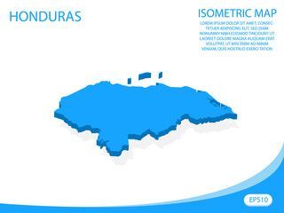 Wall Mural - Modern vector isometric of Honduras blue map. elements white background for concept map easy to edit and customize. eps 10