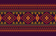 Ethnic Vector Texture.Tribal Seamless Colorful Geometric Border Pattern. Traditional Ornament. Folk Embroidery Print