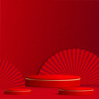 Chinese new year background with red podium. Vector illustration