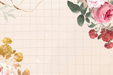 Wall Mural - Flower background aesthetic border vector, remixed from vintage public domain images