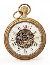Antique Pocket Watch Isolated On White Background. 3D Illustration