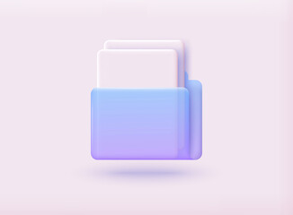 Poster - files folder with paper documents icon. 3d vector illustrations.