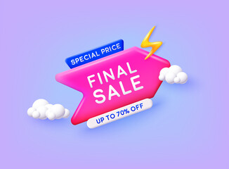 Wall Mural - Final sale banner. Special offer, big sale, clearance. 3D Web Vector Illustrations.