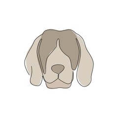 Poster - one continuous line drawing of simple cute beagle puppy dog head icon. mammals animal logo emblem ve