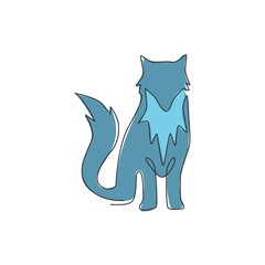 Poster - Single continuous line drawing of cute fox corporate logo identity. Mammals zoo animal icon concept. Dynamic one line vector draw design graphic illustration