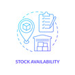 Stock availability blue gradient concept icon. Monitoring products in warehouse for ecommerce. Operations managment abstract idea thin line illustration. Vector isolated outline color drawing