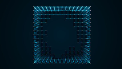 Poster - Blockchain technology. Abstract digital background of points and lines. Glowing plexus. Big data. Network or connection. Science background. 3d rendering