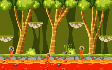 Wall Mural - Jungle with lava ground platformer game template