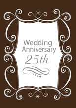 Silver Wedding. Anniversary Number 25 Logo In A Frame With Decorative Elements. Template For The Design Of A Festive Event, Wedding, Greeting Card And Invitation. Illustration 