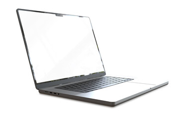Poster - Open laptop computer blank screen with clipping path for easy replace you design you design mockup on white background