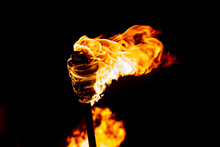 A Flaming Torch, With A Shallow Depth Of Field