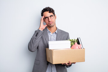 Wall Mural - young handsome man feeling bored, frustrated and sleepy after a tiresome dismissal concept