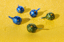 Row Of Christmas Sweets In Foil Wrappers