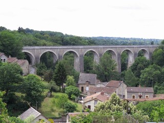 Wall Mural - view of viaduct in the historic town of Bellac Haute Vienne France