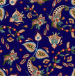 Colorful asian style floral pattern. Dark background paisley pattern, design for decoration and textiles.