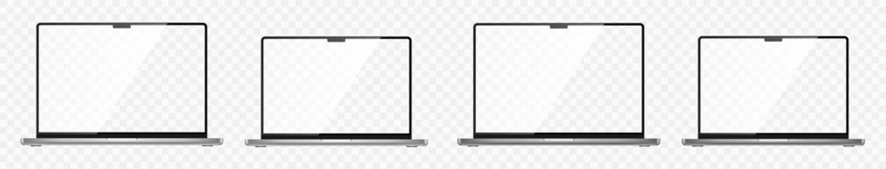 Poster - realistic laptop set. laptop computer or notebook computer 14 and 16 inches screen. 3d laptops mocku