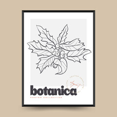 Wall Mural - Elegant Botanical abstract wall arts. Floral vector poster collection.