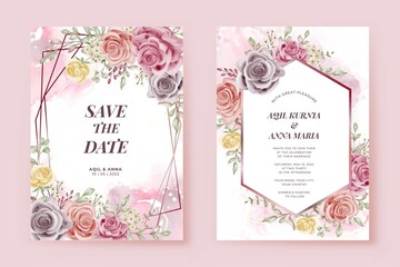 Wall Mural - Elegance Rose Pink Wedding Invitation Template