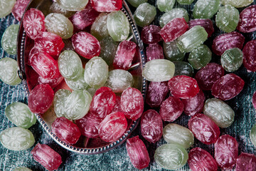 Wall Mural - Colorful candies with jelly and sugar. Sweets as background