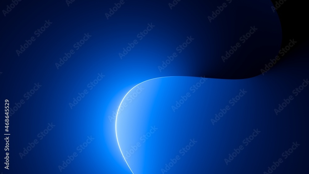 3d render, abstract minimal neon background with glowing wavy line ...