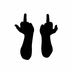 Sticker - hands, give the finger, silhouette vector