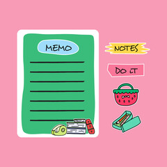Poster - Memo scrapbook design with stickers 02