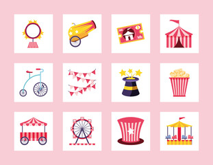 Sticker - circus icon set