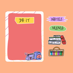 Poster - Memo scrapbook design with stickers 03