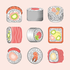 Sticker - delicious sushi set