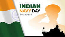 Background Or Poster For Indian Navy Day With Silhouettes Of Soldiers And Warships