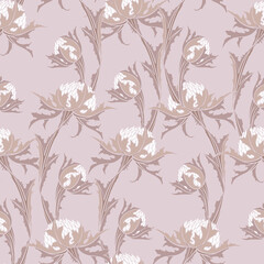  Floral seamless pattern. Abstract ornamental flowers. Flourish leaves background