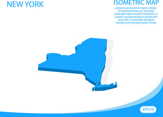 Wall Mural - Modern vector isometric of New York blue map. elements white background for concept map easy to edit and customize. eps 10