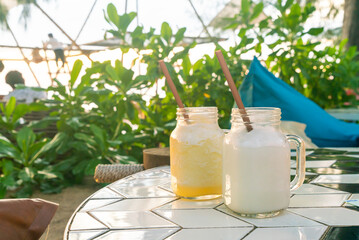 Wall Mural - Coconut Smoothie Jar on table