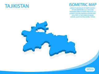 Wall Mural - Modern vector isometric of Tajikistan blue map. elements white background for concept map easy to edit and customize. eps 10