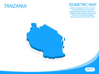 Wall Mural - Modern vector isometric of Tanzania blue map. elements white background for concept map easy to edit and customize. eps 10