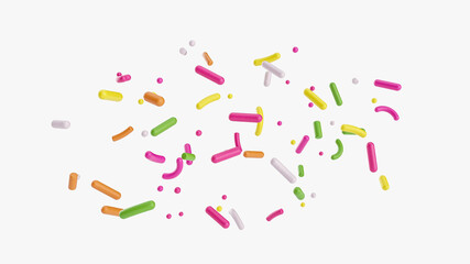 3d rendering of colorful sprinkles on a white background