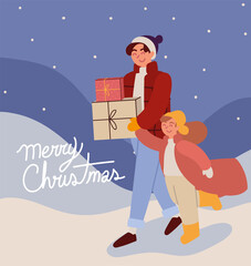 Sticker - merry christmas card